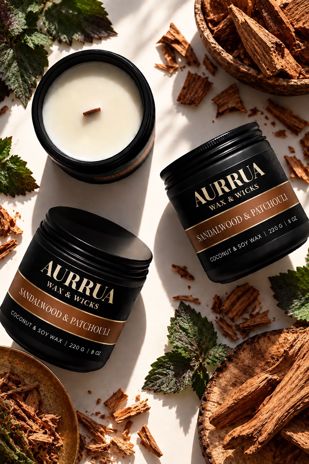 AURRUA Sandalwood & Patchouli – Signature Scented Candle