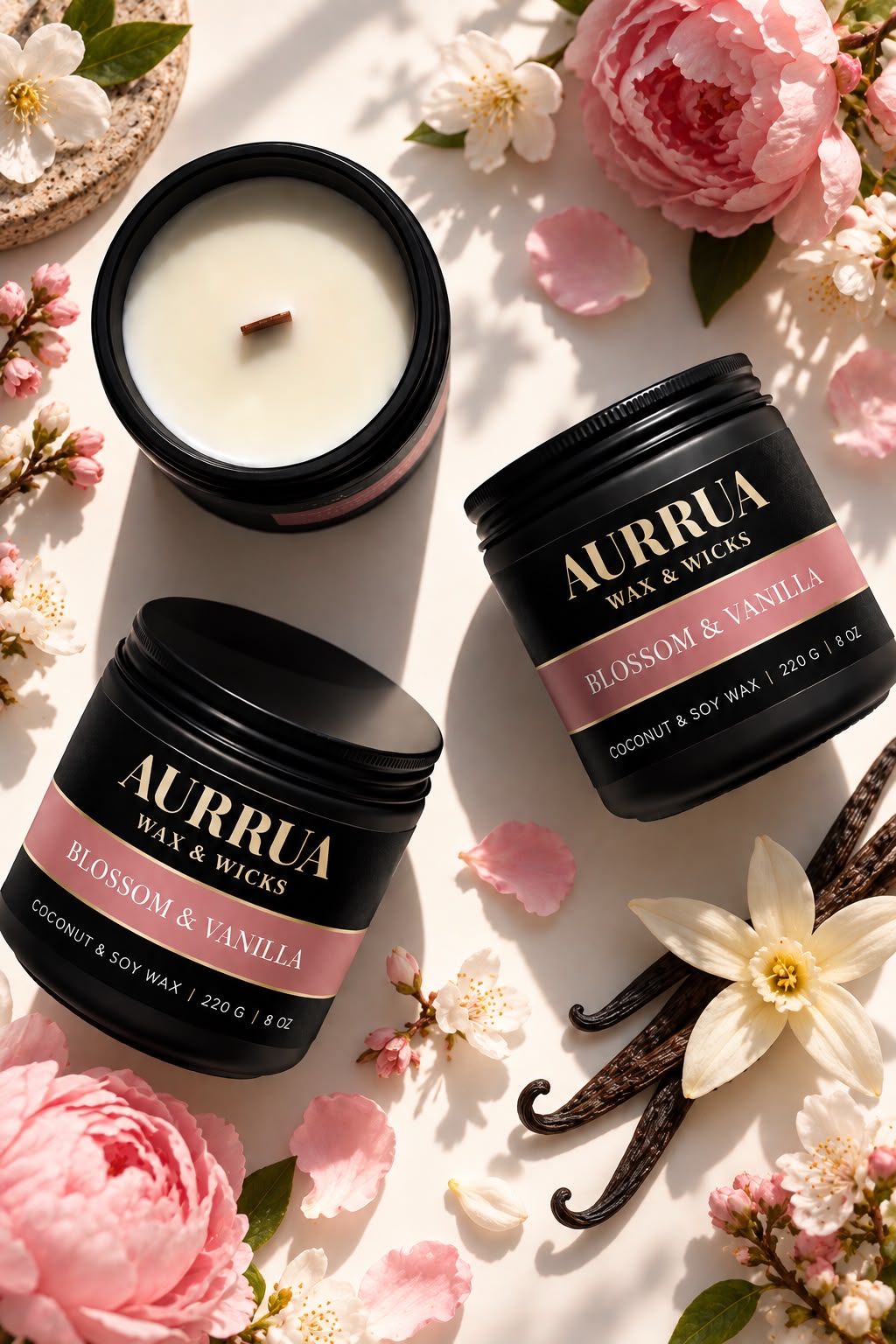 AURRUA Blossom & Vanilla – Signature Scented Candle