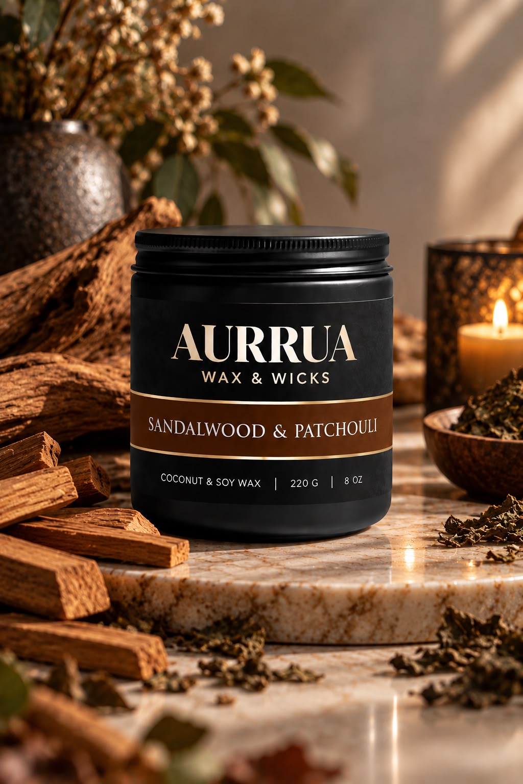 AURRUA Sandalwood & Patchouli – Signature Scented Candle