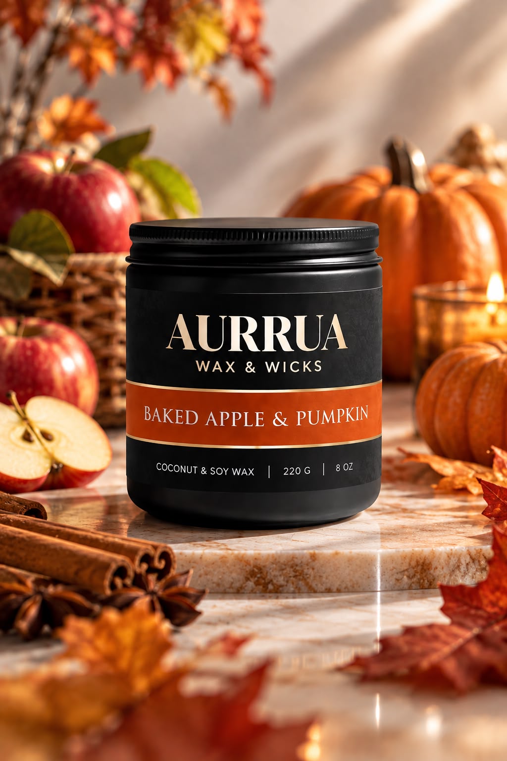 AURRUA Baked Apple & Pumpkin – Signature Scented Candle
