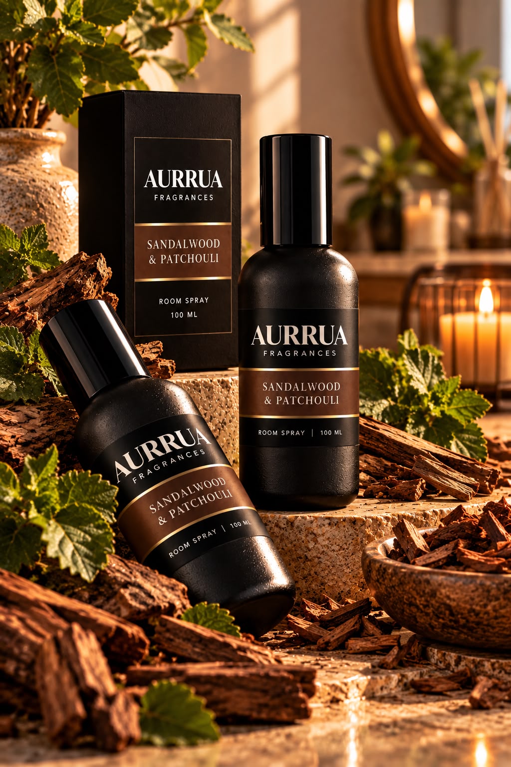 AURRUA Sandalwood & Patchouli – Luxury Room Fragrance